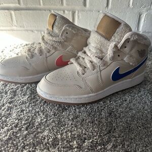 Nike Cream High-Tops with Red and Blue Accents